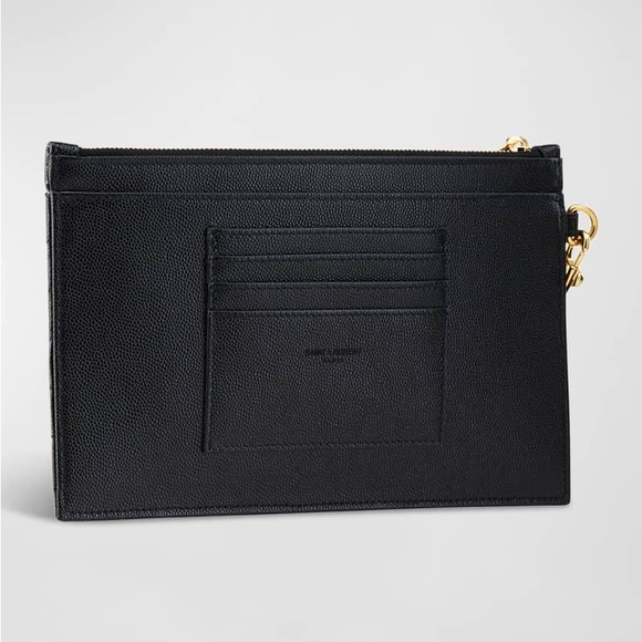 Authentic YSL Monogram Matelassé Saint Laurent Large Quilted Zip WRISTLET - Picture 8 of 16